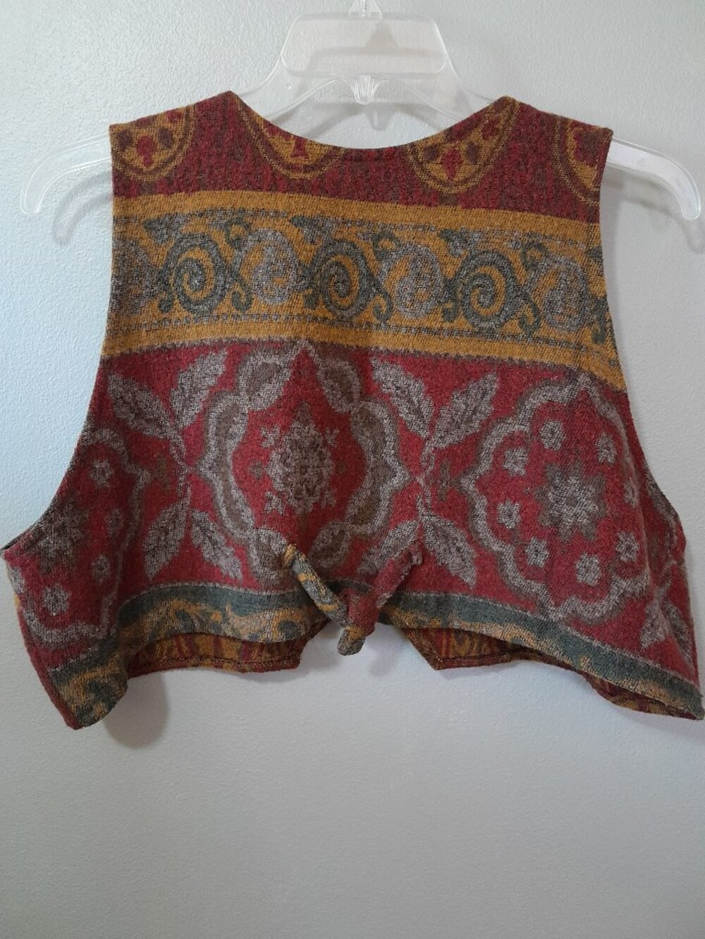 Go Lightly Vintage Y2K Western Cropped Vest Tapestry Blanket Wool Blend OS - Picture 4 of 4